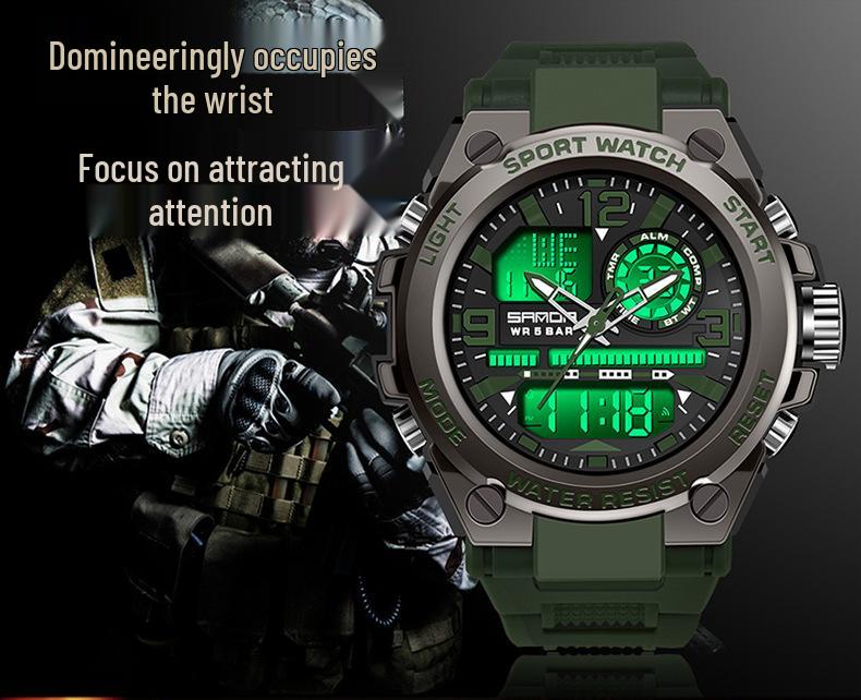 Sanda 6024 Outdoor Sports Shockproof Waterproof Luminous Watch - Unisex Multifunctional Electronic Watch