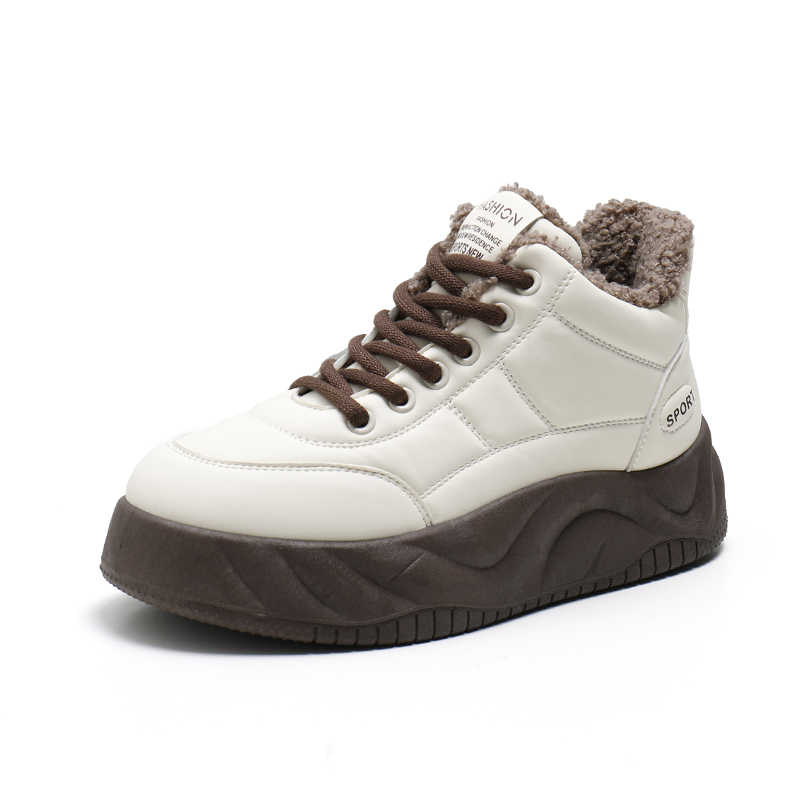 Winter Demi-season Pretty Shoes Women Mary Jane High-level Sneakers Boots Ladies Black Sports Shors Losfers Special Wide