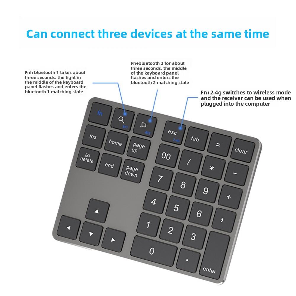 Rechargeable Wireless Keyboard 35 Keys Wireless Numeric Keypad Mini Digital Keypad  Laptop Notebook