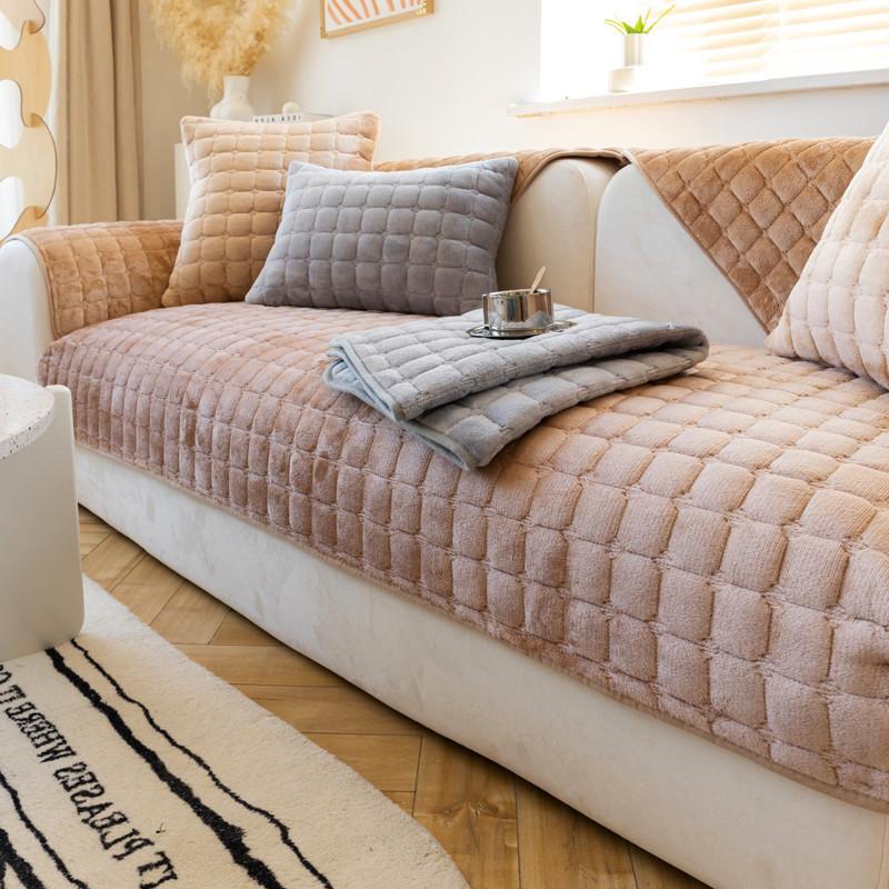 Falai Velvet Sofa Cushion Winter Thickened Non-slip Sofa Cover All-inclusive Cushion Cover Simple Modern Backrest Cover Winter