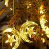1PC 3.5M120LED Star Moon LED Light String,powered by 3AA Batteries(excl),suitable for Bedroom and Ramadan Decoration