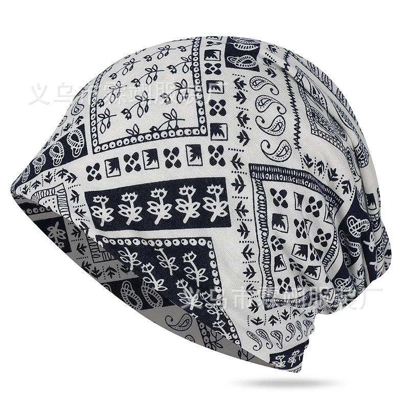 Soft printed thin cotton men's and women's headgear hip hop hipster fashion pullover hat scarf cover dual-purpose hat