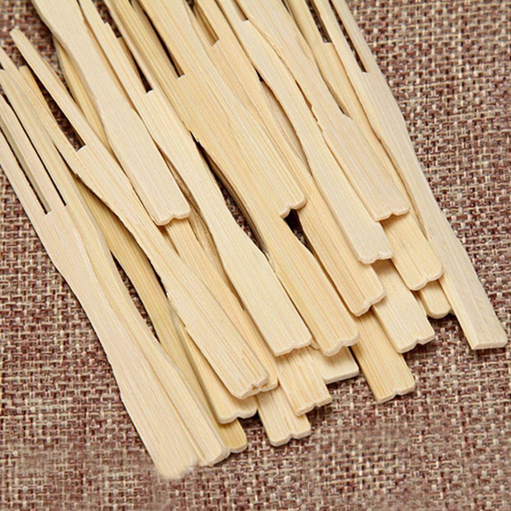 Environmental Pastry BBQ Dessert 100Pcs Skewers Cherry Utensil Picks Fruit Forks Bamboo Disposable Party