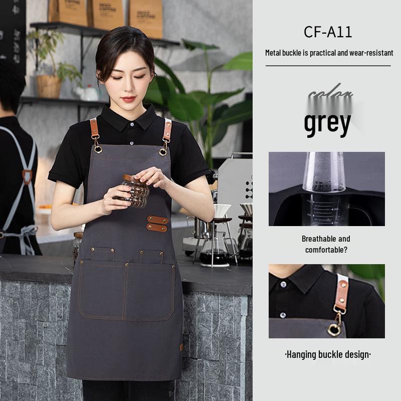 Custom Waterproof Oil-Proof Double Shoulder Canvas Apron