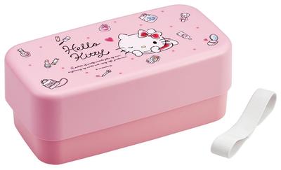 Biomass Lunch Box with Large Capacity Nesting Lunch Belt Dishwasher and Microwave Made In Sanrio Hello Kitty Watercolor Cosmetics Cutlery,