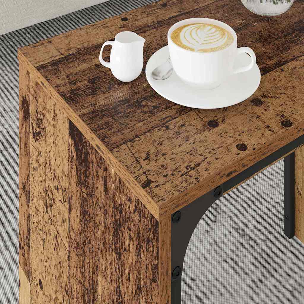 Nesting Coffee Table Set 3 Pieces Reclaimed Wood Effect Particleboard