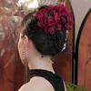 Peony Feather Tassel Hair Claw Women Girls High Cap Bone Design Hairpin Sturdy Shark Clip Hair Accessory