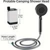 Přenosná kempingová sprcha, venkovní elektrické sprchové čerpadlo s 5200mAh USB dobíjecí baterií
