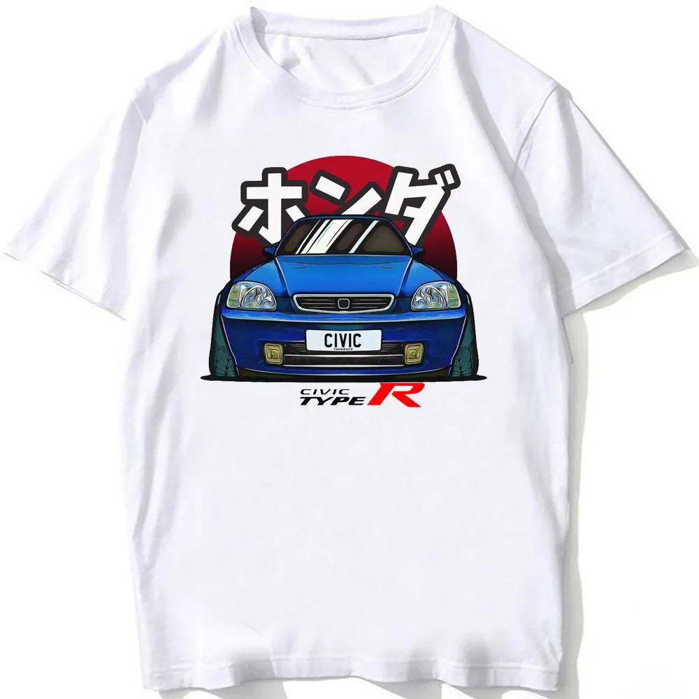 Civic Type R EG6 Legenda auta Tričko Nové Letní Pánské Krátký rukáv Vintage Hip Hop Chlapecké Ležérní Trička Harajuku JDM Bílá Trička