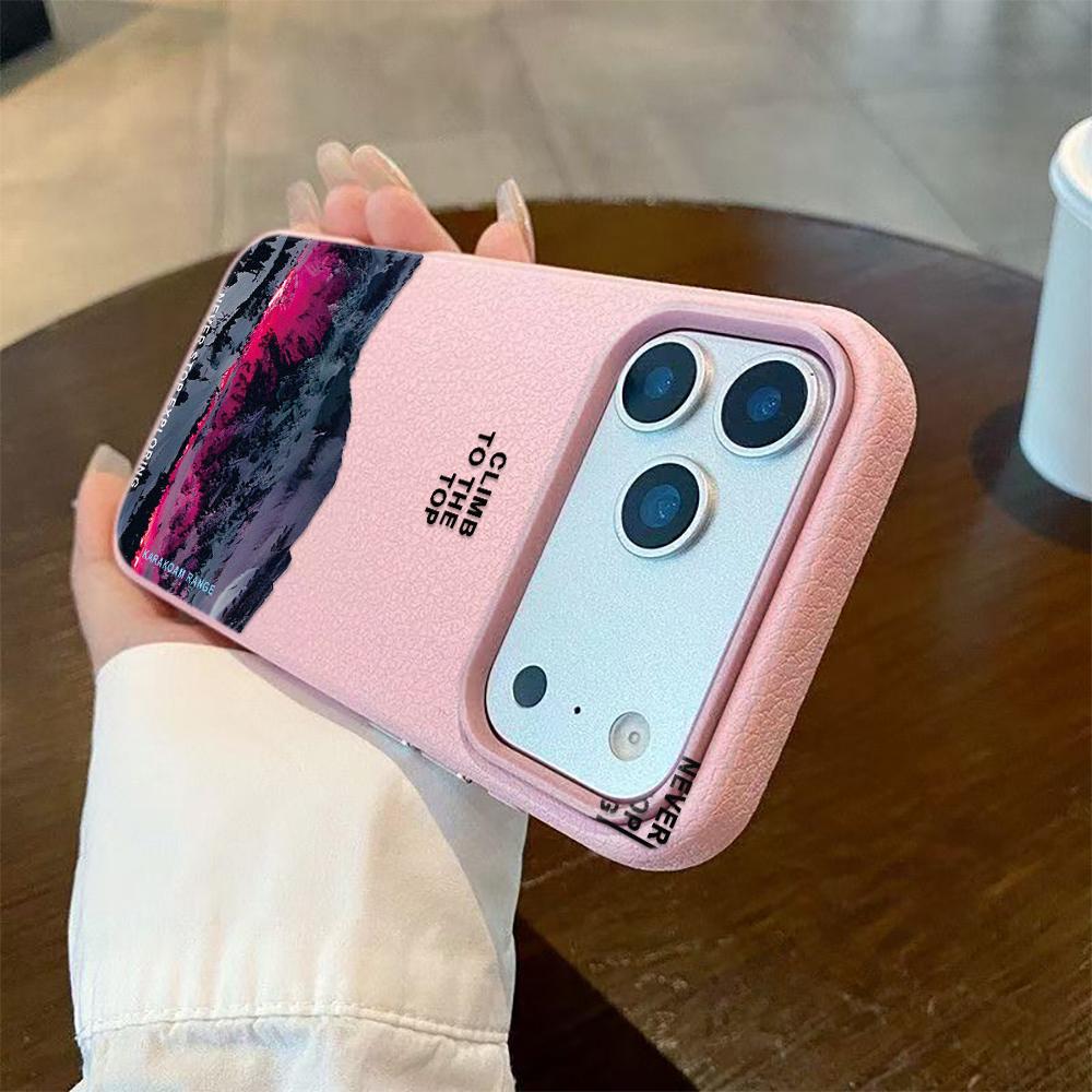 For iPhone 17 16 Pro Max 15 14 13 12 11 Case Mountain Motif Scenery Cover For iPhone 11 16 Plus Faux Leather Funda