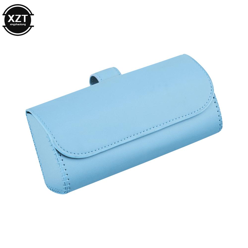 PU Leather Car Visor Sunglasses Case Clip Hanger Magnetic Fastener Sunglasses Holder Storage Box Eyeglasses Holder Car Interior