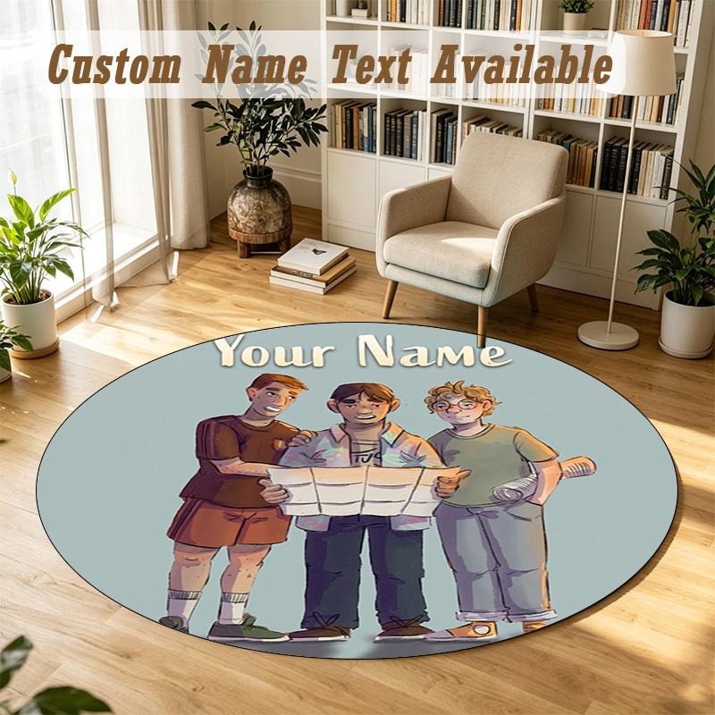 The Three Investigators Personalized Round Rug Support Custom Name, Soft Home Decor Mat