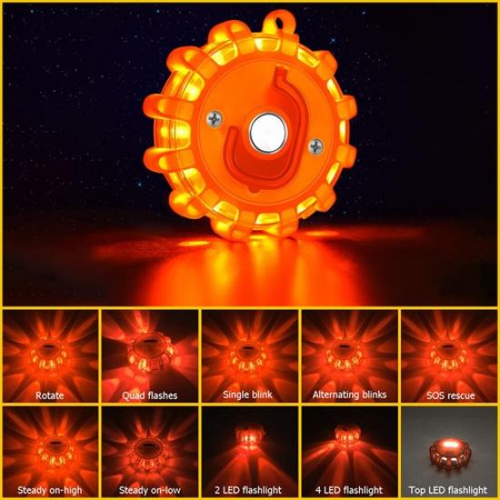 3 Safety LED Flare Disc Emergency Warning Flashing Light Roadside Strobe Beacon