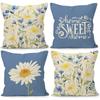 Year Daisy Flower Linen Pillow Case Home Decor Hydrangea Sofa Pillow Cushion