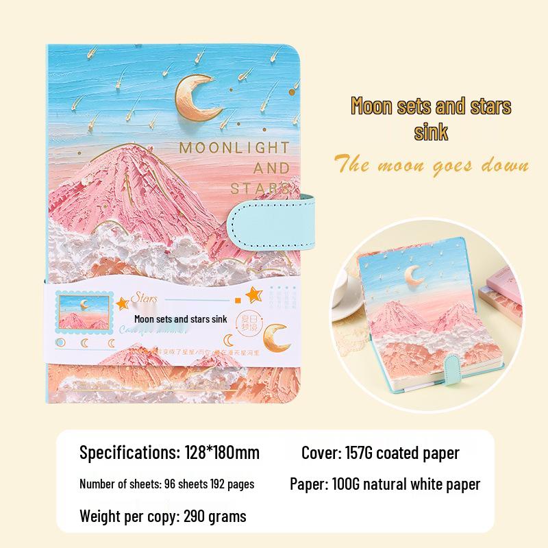 Cultural Creative Hand-painted Oil Painting Diary with Magnetic Closure and Colorful Pages - Student Notebook