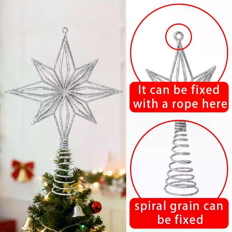 Christmas Glowing Tree Topper Five-pointed Shining Lamp Xmas Colorful TopStar Ornaments Navidad Decora