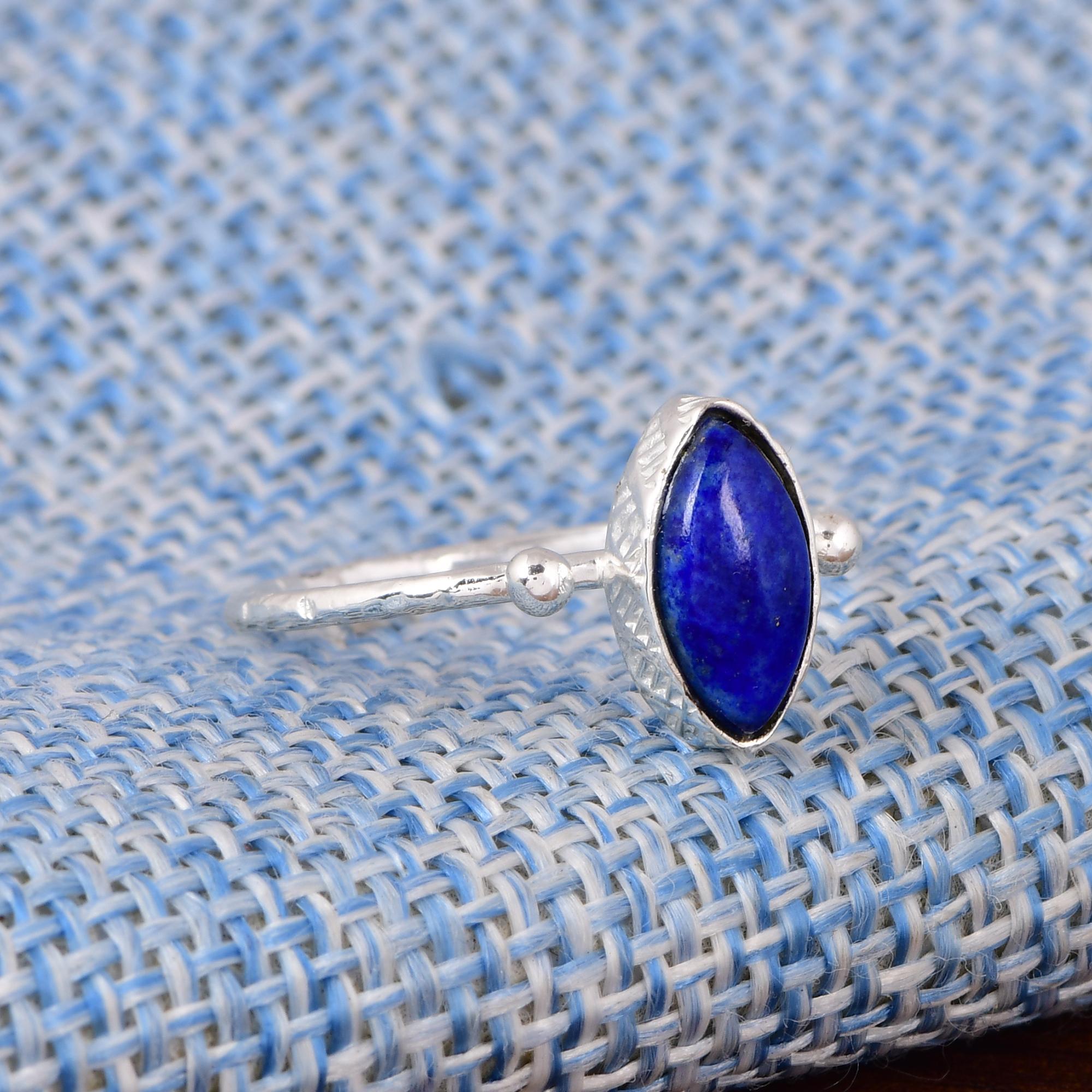 

Natural Lapis Lazuli Ring – Marquise Gemstone Ring – Handmade Sterling Silver Ring – Minimalist Blue Stone Jewelry – Dainty Everyday Ring 5