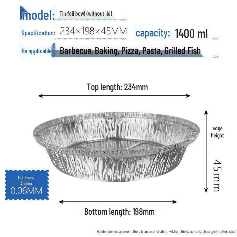Handun Disposable Round Aluminum Foil Takeout Containers