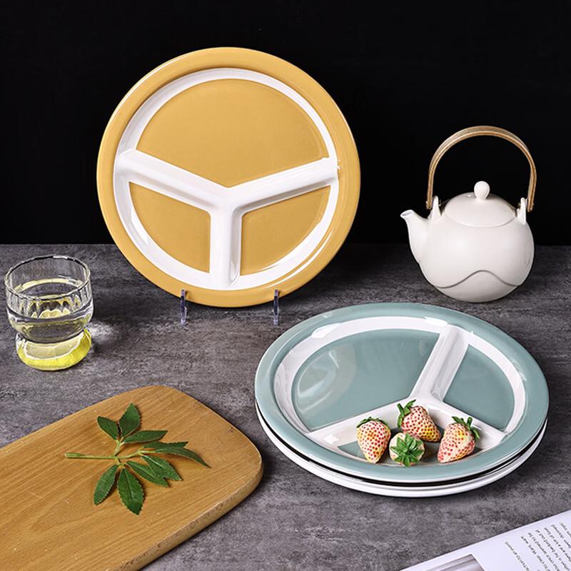 SHALL White Melamine 3-Compartment Divided Dinner Plate