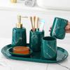 Imitation Marble Ceramic Wash Kit Soap Dispenser and Mouthwash Cup Set Five-piece Home Bathroom Accessories Wedding Gifts