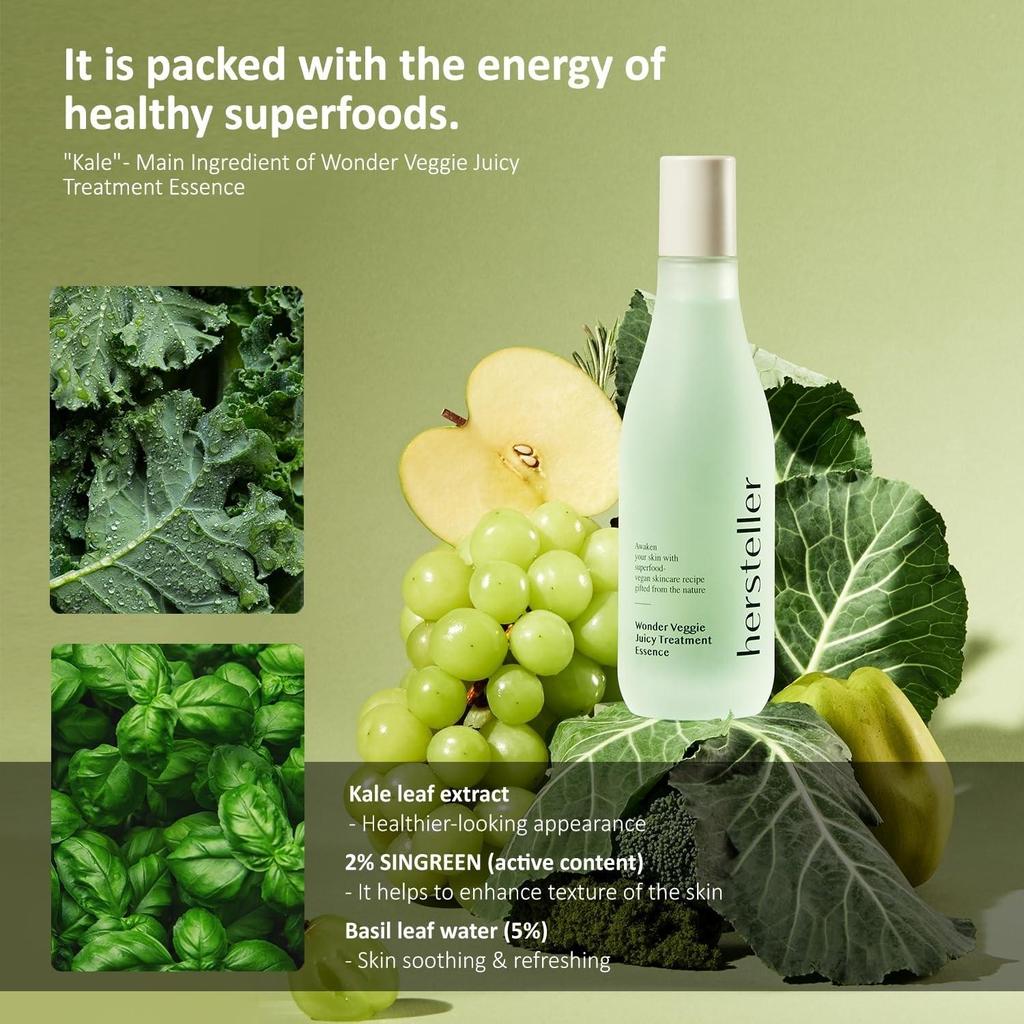 hersteller Wonder Veggie Juicy Treatment Essence 150ml Superaliment Extrait de Feuille de Chou Frisé Végétalien Hydratant Apaisant Soin Coréen pour la Peau du Visage