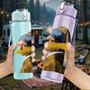 1PC Girl With Pearl Earring Modified Art 750ml Color Plastic Sports Water Bottle Leakproof Flip Straw Lid Suitable for Sports Office Home Use