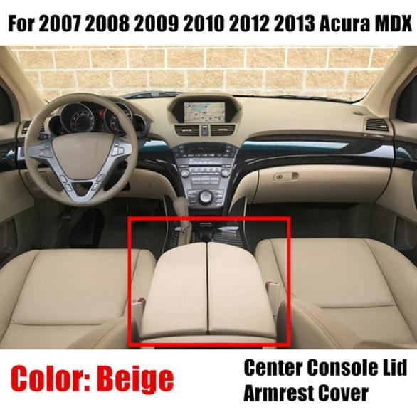 Mythoria Car Center Console Lid Armrest Leather Synthetic Cover Protector Beige Tan Compatible with Acura MDX 2007 2008 2009 2010 2011 2012 2013