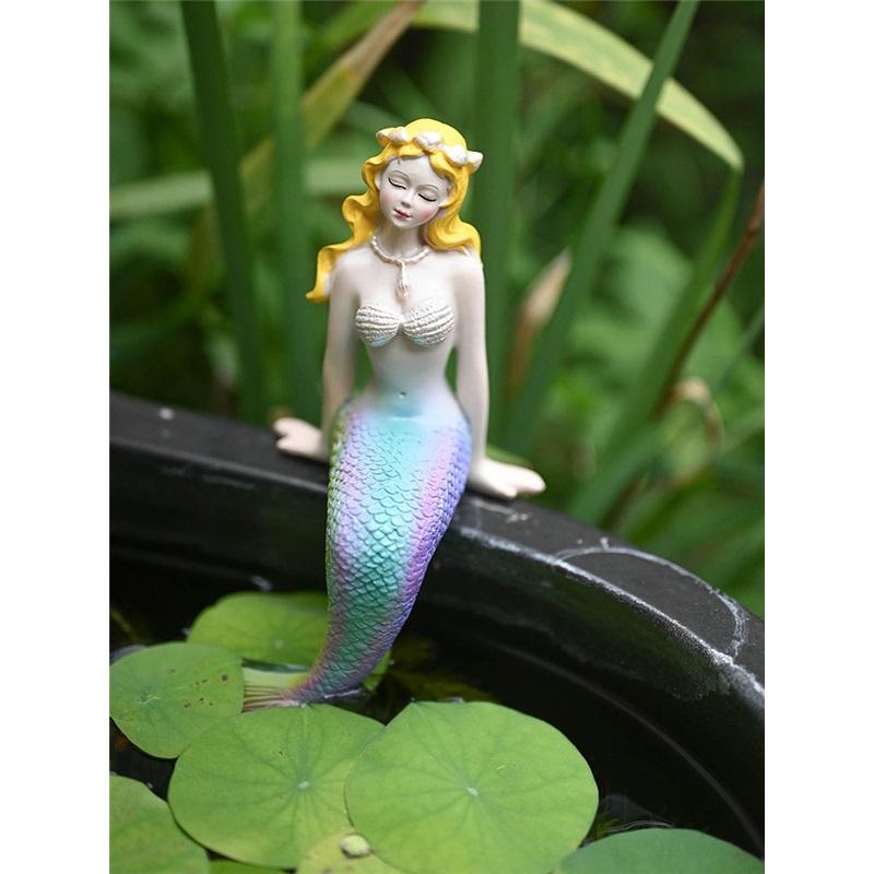 Fish tank landscaping Mermaid Garden Terrace Garden Decoration Desktop Home Resin Ornament Pool Balcony Decoration