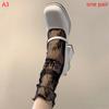 Summer Women Ultra Thin Floral Sexy Transparent Ice Glass Filament Long Tube Korean Lace Medium Tube  Socks Lolita Socks