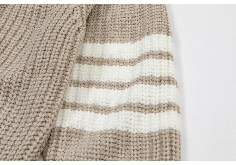 Autumn/Winter Thick V-neck Cardigan Four-Bar Knit Unisex Sweater Coat