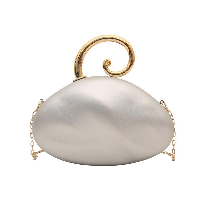 

Curved Pebble Shape Clutch Bag Fashion Chain Luxury Mini Evening Purse for Women 2026 New Unique Cute Chic Party Handbag Woman