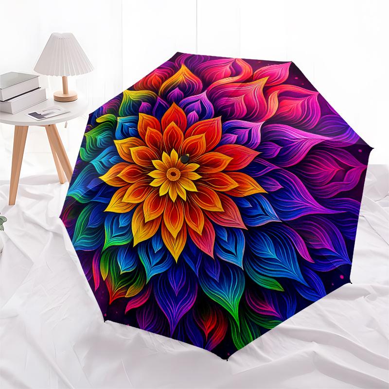 Colorful Mandala Wall Art: Vibrant Floral Decor for Any SpaceUmbrella, Portable 3-Fold Compact Umbrella for Men & Women Gift