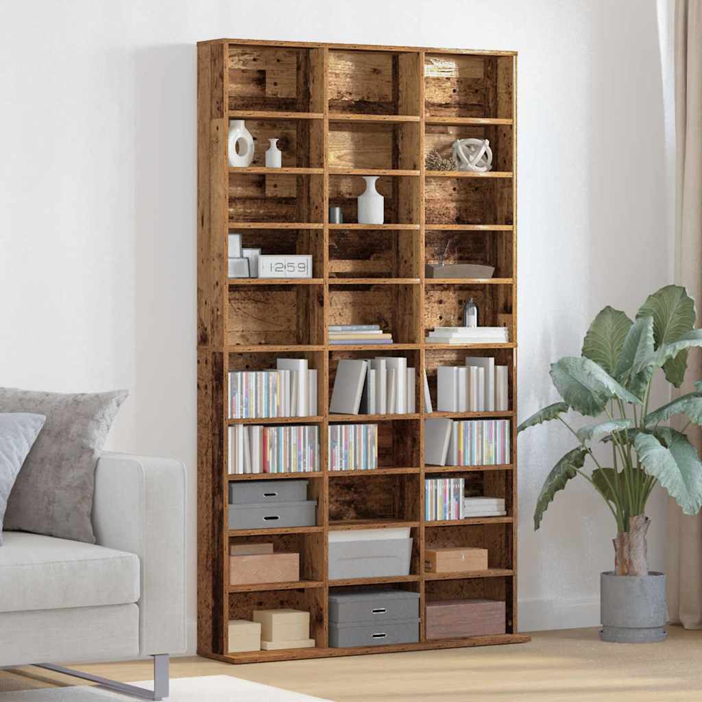 CD Shelf with Shelf Reclaimed Wood Look 101 x 23 x 177.5 cm Engineered Wood