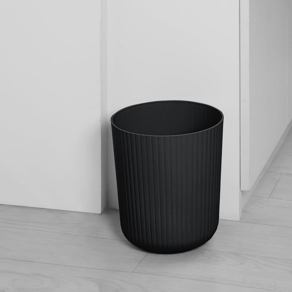 64 Gallon Plastic Ribbed Wastebasket Indoor Trash Can Durable Easy Clean Compact Design Home Office Bathroom