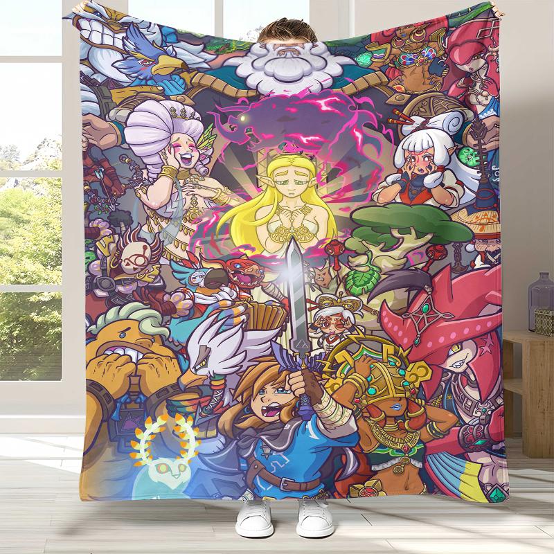 Retro Z-Zelda Cartoon Link Games Flannel Blanket,Ultra Soft Warm Plush Throw for Home Bedroom Bed Sofa Cover Camping Picnic Kid