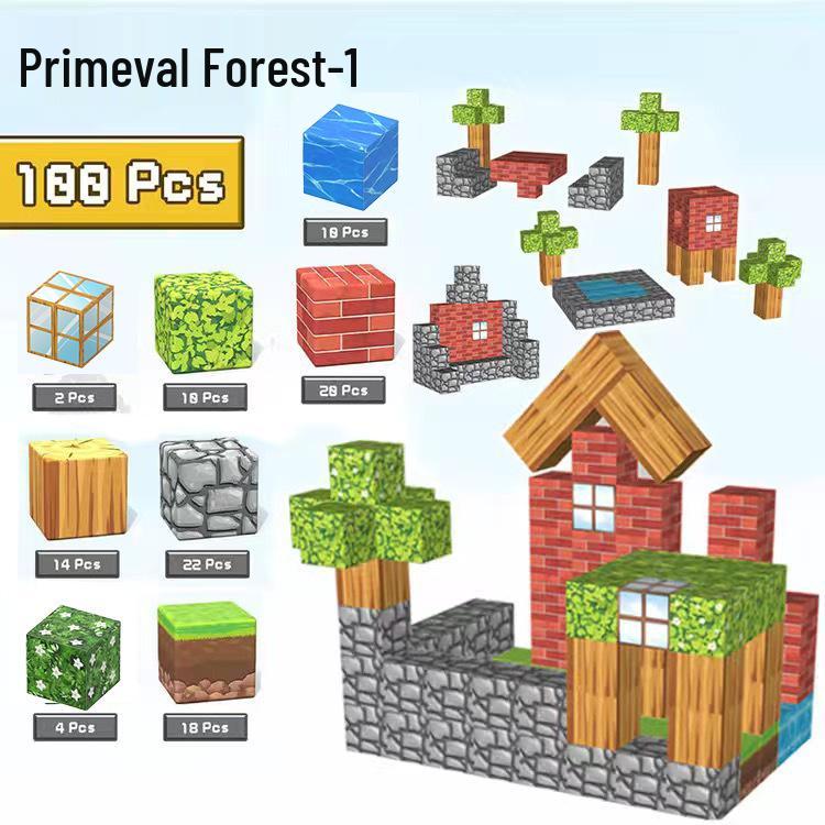 Magnetic World Forest Cube: Mini Magnetic Building Blocks Set