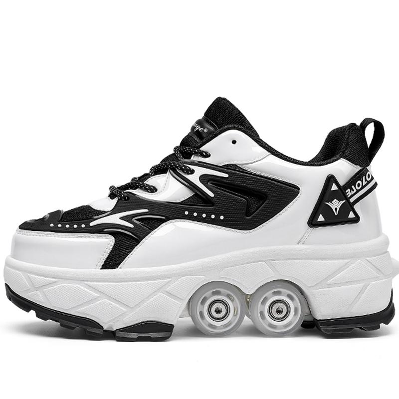 Roller Roller Shoes 4-wheel Deformation Shoes Roller Skates Men's and Women's Adult Runaway Shoes Skating Shoes Shoes with Wheels
