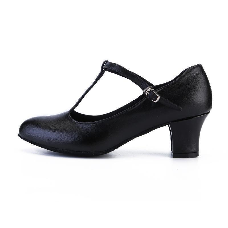 Leather Latin Dance Shoes for Women's Dance Parties Waltz Indoor Modern Dance Shoes Heeles 6cm
