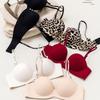 Sexy leopard print small breasts gather underwear women's no steel ring upper support not empty cup anti-sagging adjustment close breast bra cover