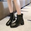Simple Skinny Booties 2025 Autumn New Square Toe Rear Zipper Anti-Slip Wear-Resistant High Heels