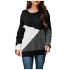 Women's  And Winter Knitting Fashion Color Block Patchwork Pullover Long Sleeve Sweater