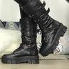 Fashion Punk Women Boots Zipper Motorcycle Boots Mid-Calf Boot 2025 Autumn Winter Women Biker Boots Platform Heel Ladies Shoes New Botas