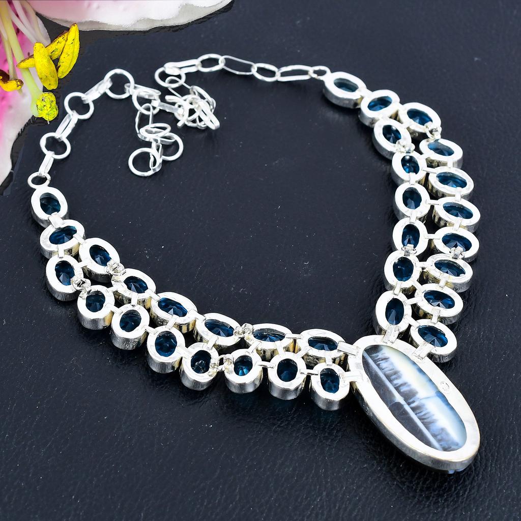 Owhyee Opal, Blue Topaz Gemstone 925 Sterling Silver Jewelry Necklace 18" KG-1839