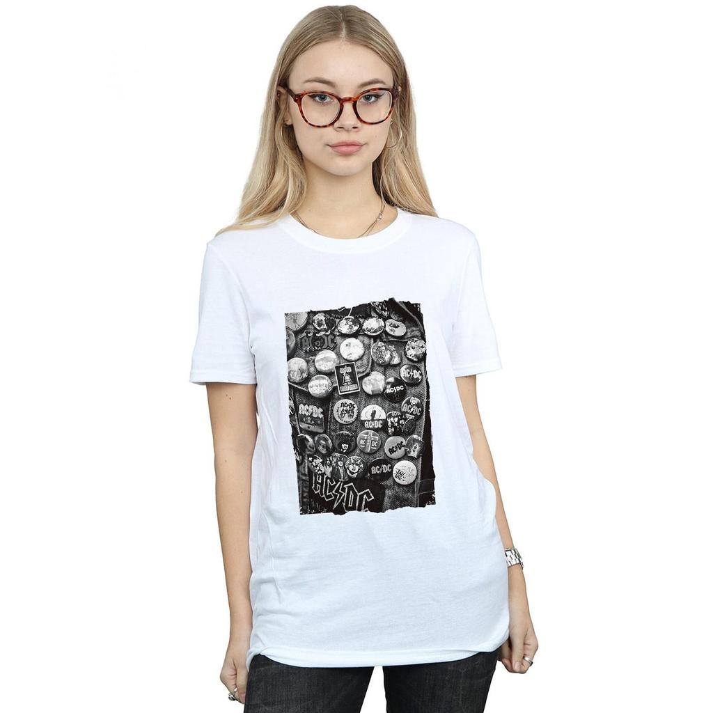 AC/DC Womens/Ladies Badges Collection Cotton Boyfriend T-Shirt