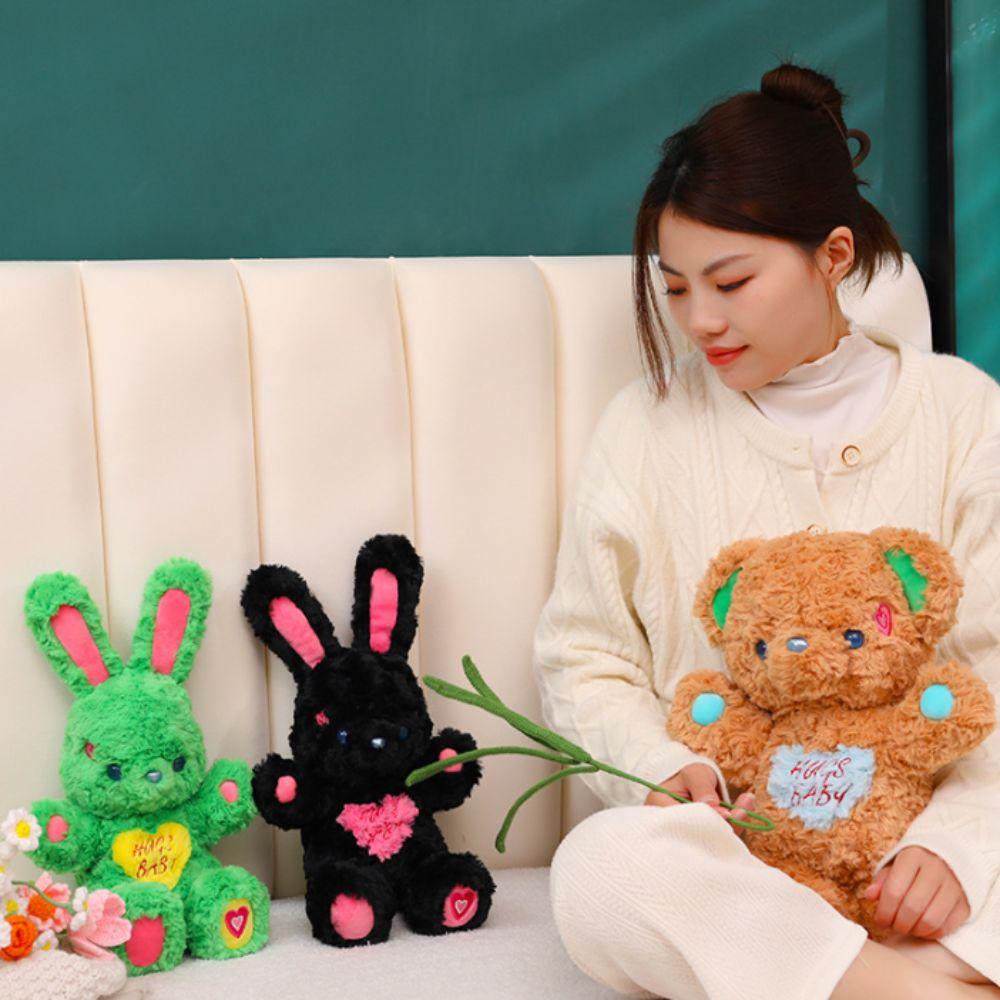 

Loveheart Hug Baby Bear Plush Toys Curly Stuffed Animals Plush Toy Hug Baby Rabbit Doll Girls 30cm-Pink Bear