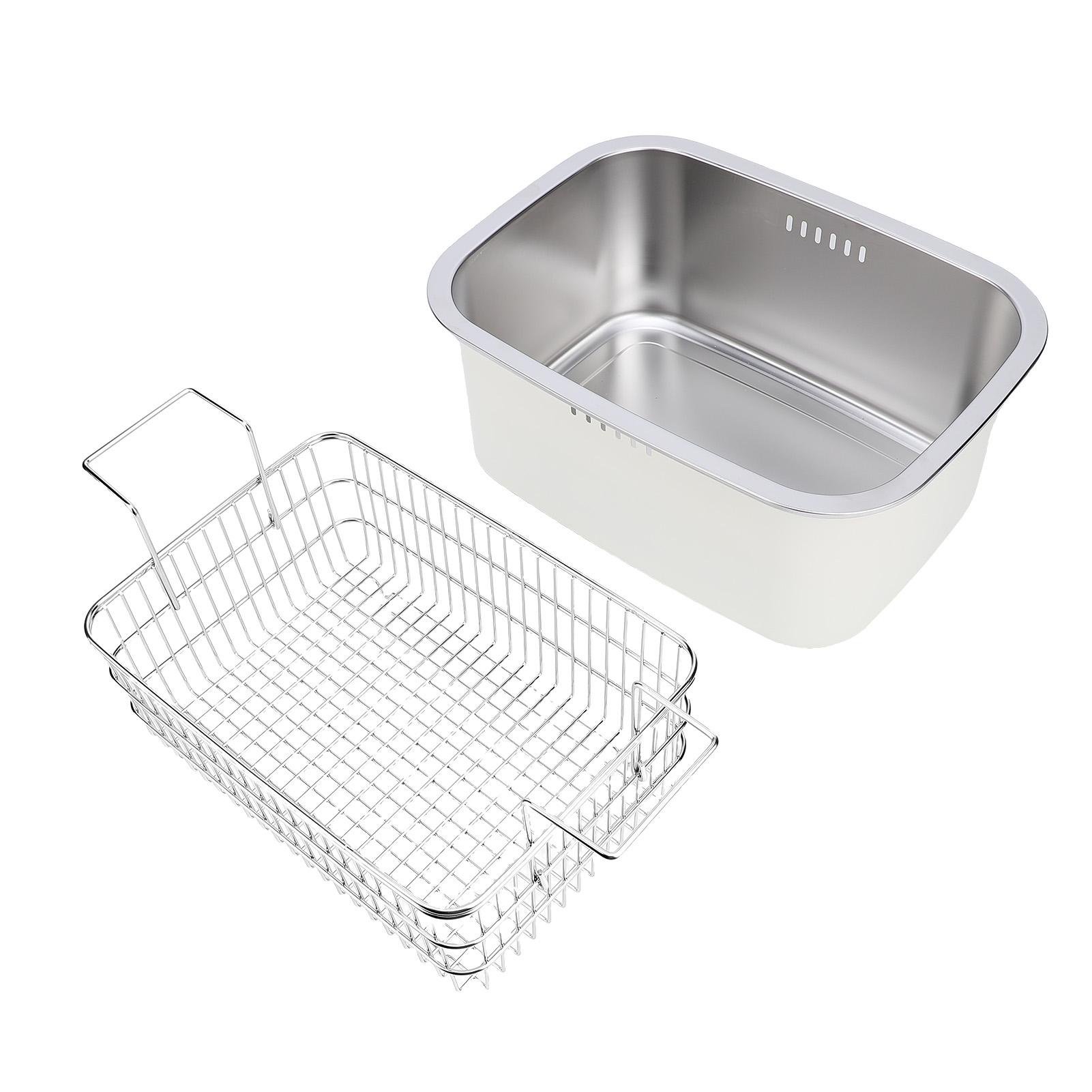 

304 Stainless Steel Washing Up Bowl 7.5L Multi Purpose Dish Tub for Sink Large Vegetable Washing Basin Dishpan with Drain Basket Cream