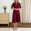Kirchenkleid für Damen Kurzarm A-Linie Lehrer Arbeitskleid Lässig Knielang Business Bürokleid