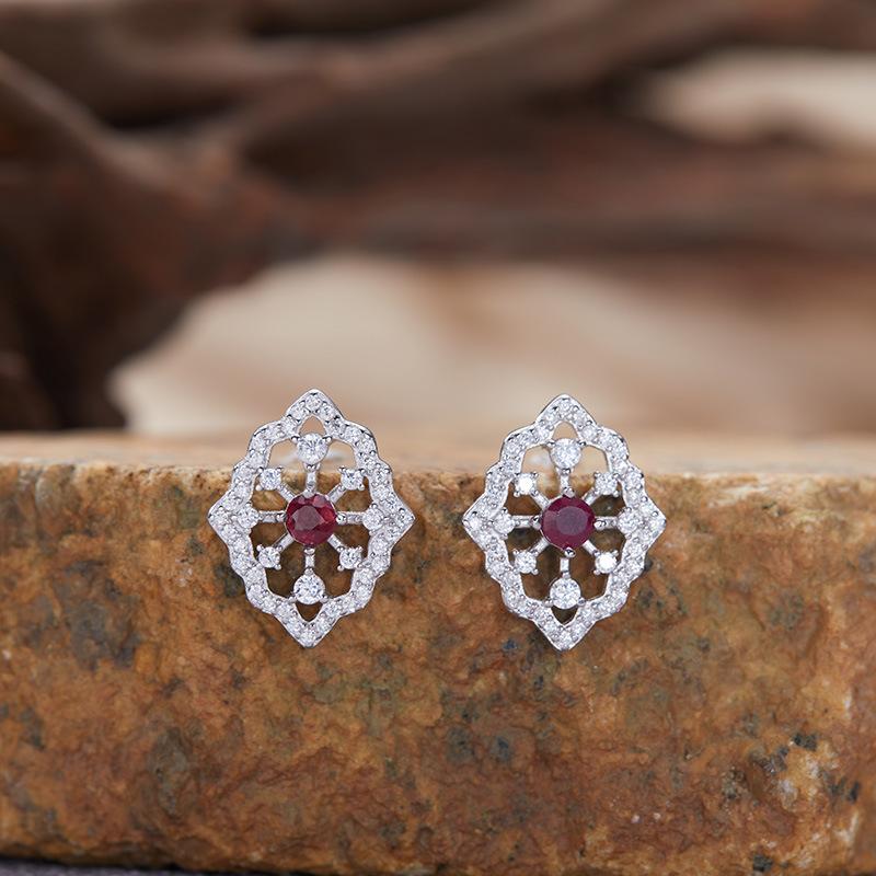 S925 Sterling Silver Natural Gemstone Color Treasure Pendant Necklace Lace Clavicle Chain Light Luxury Premium Sense