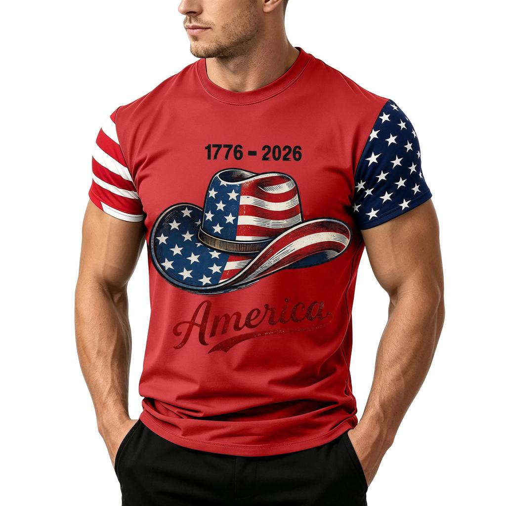 Herren Unabhängigkeitstag Flaggenprint Kurzarm T-Shirt, Locker Lässig Täglich Sommer Oberteile