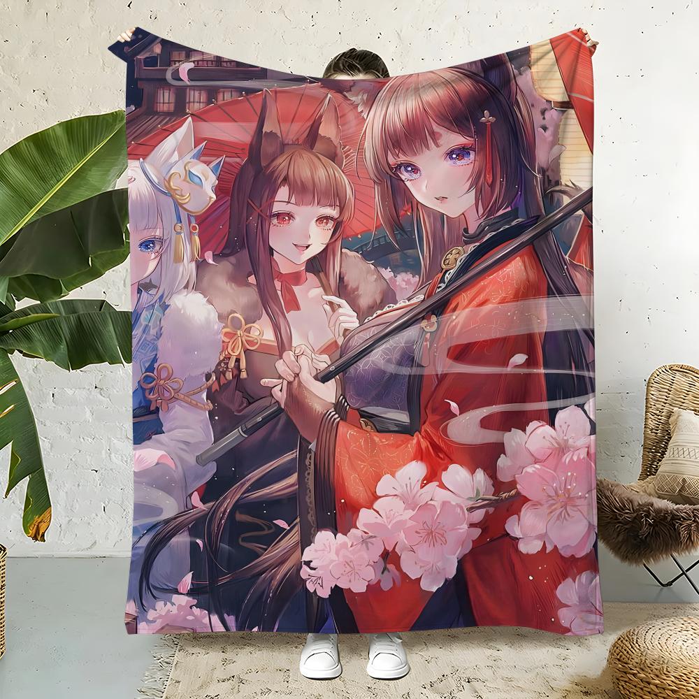 Game A-Azur Lane Throw Flannel Throw Blanket,Bed Home Office Nap Blanket Travel,Camping,Picnic Blanket Soft Decor 75x90cm
